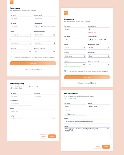 Input/Contact Forms UI ui