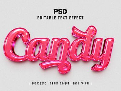 Candy'' 3D Editable Text Effect Style. 3d actiopn branding candy candy 3d text effect effect graphic design logo new text effect psd text effect style text effect