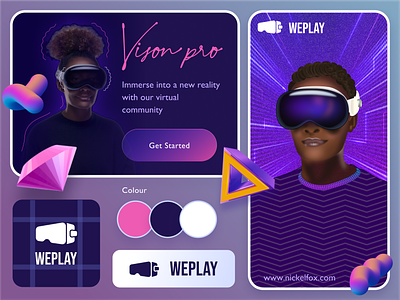 WEPLAY - Vision Pro 🚀 UI: VR Elegance UI Design Embodies 3d app apple apple vision pro art branding color design exploration gaming graphic design illustration logo minimal technical ui vison pro vr
