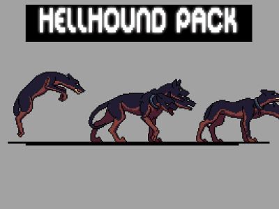 Hellhound Character Sprite Sheets Pixel Art 2d animal asset assets character dog fantasy game game assets gamedev illustration indie indie game monster pixel pixelart pixelated rpg sprite spritesheet