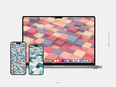 Cubes-Wallpaper Pack 3d 5k background c4d cool cube cyan desktop kid mobile octane tablet wallpaper warm