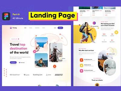 Travel Landing Page booking figma figma design landing page tourism travel travelling trip tutorial web design website youtube