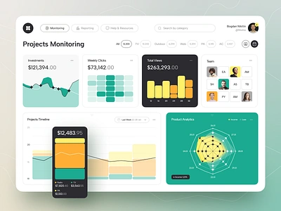 Projects Monitoring Dashboard dashboard design dashboard ui dogma interface layout design marketing product design project manager service ui ux web design website website design website ui design