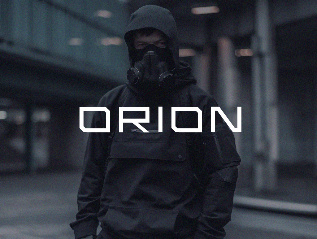 ORION branding design geometric graphic design logo orion store style techwear typography vector