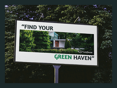 Leafouse Billboard billboard branding design dual meaning graphic design green home house landscape leaf logo minimalist mockup modern real estate vector