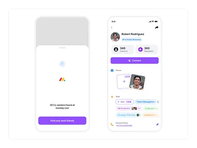 SuperFine → [Work Contacts] [Friends] animation app dynamic find friends org people search social superfine ui ux
