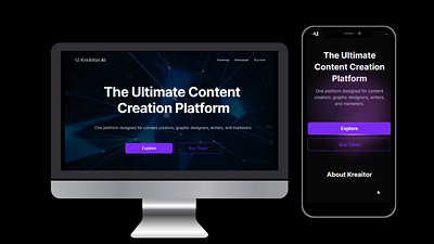 Kreaitor.ai website for content creators branding ui