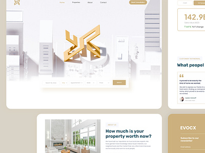 Evocx Real Estate Website 3d app building constraction design elegent graphic design minimal realestate ui ux website