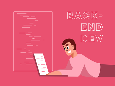 Back-End Developer Illustration back end back end developer code coding dev developer drawing graphic design illustration programmer programming vector work