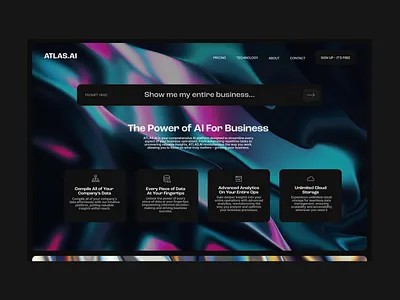 AI Landing Page Web Design ai artificial intelligence dark mode dark website figma interface landing page minimal typography ui ux web web design website