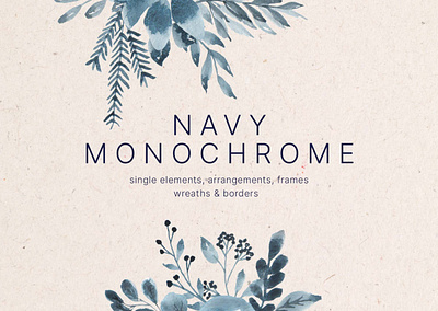 Navy Monochrome Watercolor Design Elements flowers flowers png frame graphics graphics download navy pattern watercolor