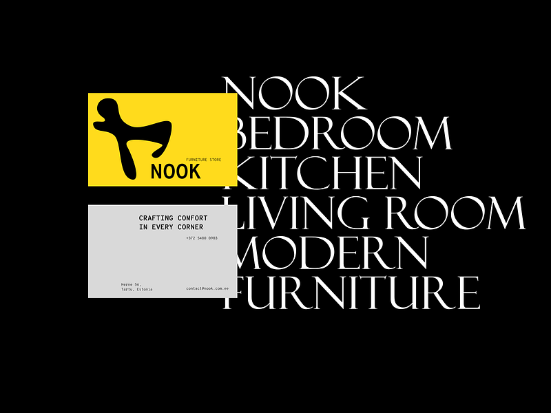 Nook's business card, furniture brand abstract bedroom brand branding business card contact info contemporary design eye catching factory furniture graphic design home identity logo minimalistic modern store stylish visual