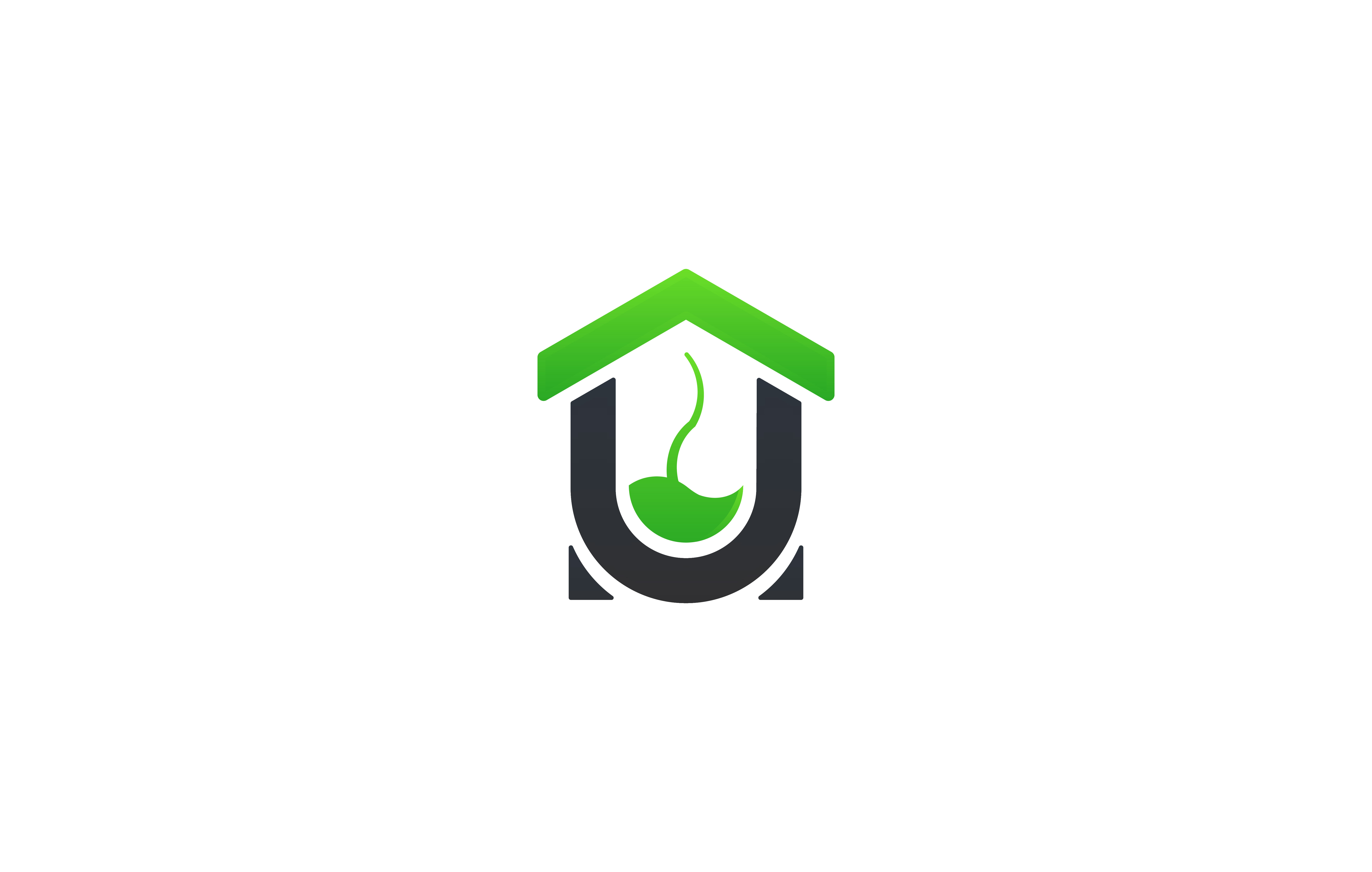 Updated Uttoriyo Logo branding building clean company construction design flat gradient color green growing plant house logo illustration logo logo concept new professional tree u u letter logo