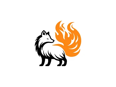 Flaming Artic Fox Logo Icon nature
