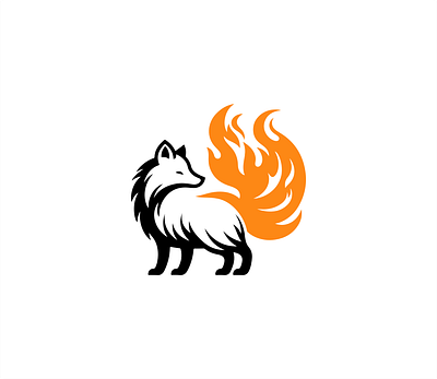 Flaming Artic Fox Logo Icon nature