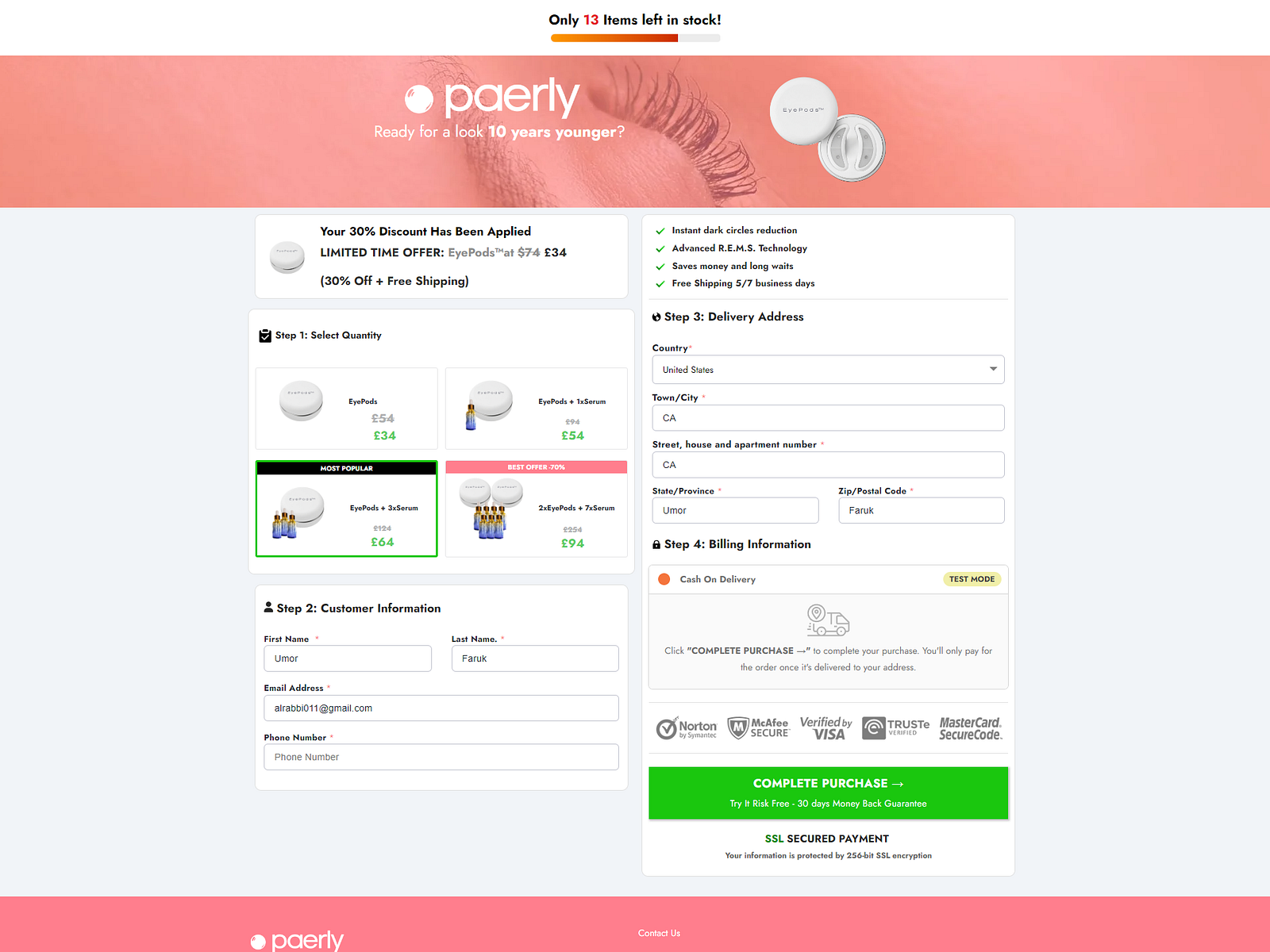 Derila Checkout Page on Funnelish by Umor Faruk on Dribbble