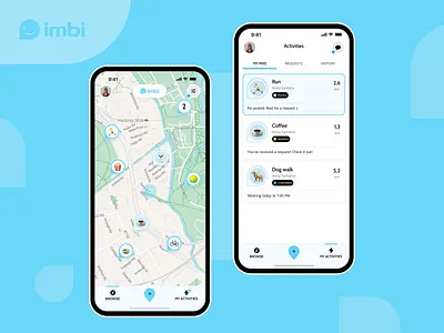 Managing responses flow | imbi activities app dev app development blue branding case study emotions flow logotype map meeting mobile app motion graphics pin response responses social sturtup ui uiux
