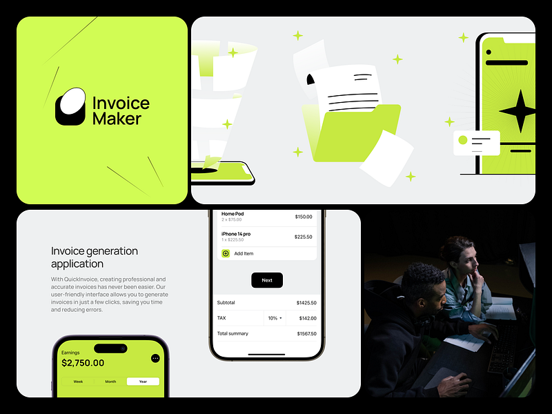 Experience Seamless Invoicing on iOS: InvoiceMaker App android app automation bill billing black branding crypto finance illustration invoice ios logo mobile money template time tracker ui ux