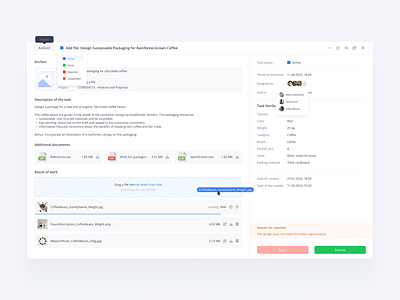 Task modal | Artifact Management System b2b b2c modal product design project saas task task managment task view web app web application