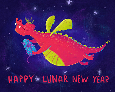 Happy Chinese New Year animal art artwork card cartoon character chinese cute digital digital art dragon fun hand drawn illustration illustrator kids lunar new year mascot print texture