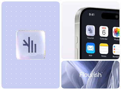 Flourish - App Icon 3d agency app icon bento brand guidelines brand identity branding design flourish graphic design icon logo studio ui unikorns ux