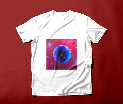planet blue white t- shirt 3d animation branding graphic design logo