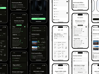 Aviatto - Flight Booking Mobile UI/UX Kit booking app clean dark mode figma figma landing page figma template flight booking graphic design light mode mobile app modern ui ux