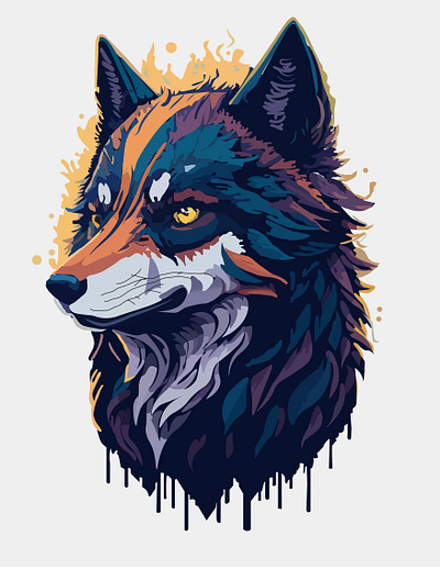 WOLF ILLUSTRATION ART ( ADOBE ILLUSTRATOR ) graphic design illustration vector art vector design wolf wolf vector