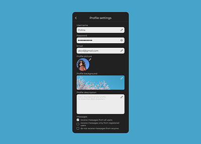 daily ui / 007 / settings daily ui design mobile profile settings web