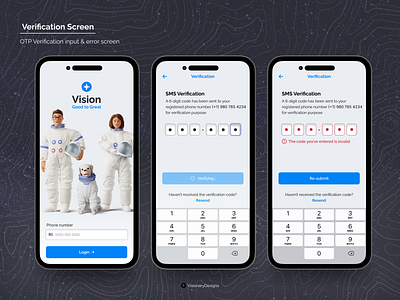 Login / Sign in Verification Screen app branding component country design fail figma flow input loading login mobile otp phone phonenumber sms typography ui user verification
