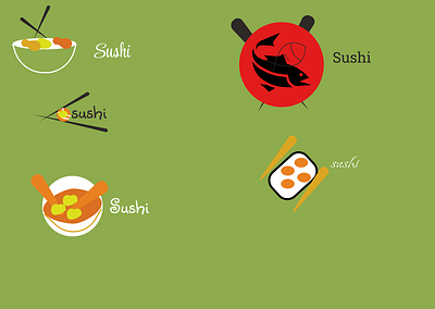 Icons for sushi restaurant branding logo