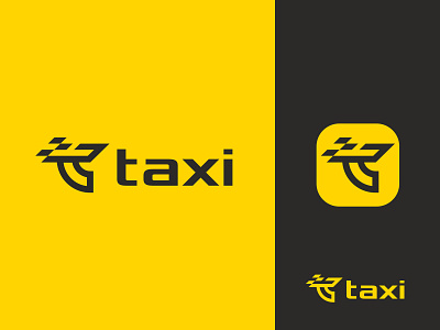 Taxi car go lettermark logo logomark t taxi yellow