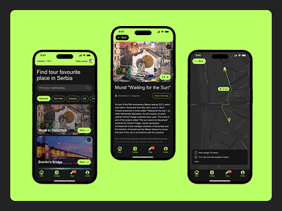 Concept mobile app for for travelling around Serbia app bright color concept concept app concept mobile app design mobile app serbia travel travel app trip app ui ux uxui
