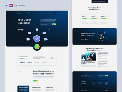 CyPher – Cyber Security Services Elementor Template branding cyber cyber security design elementor template hack ui vector web design