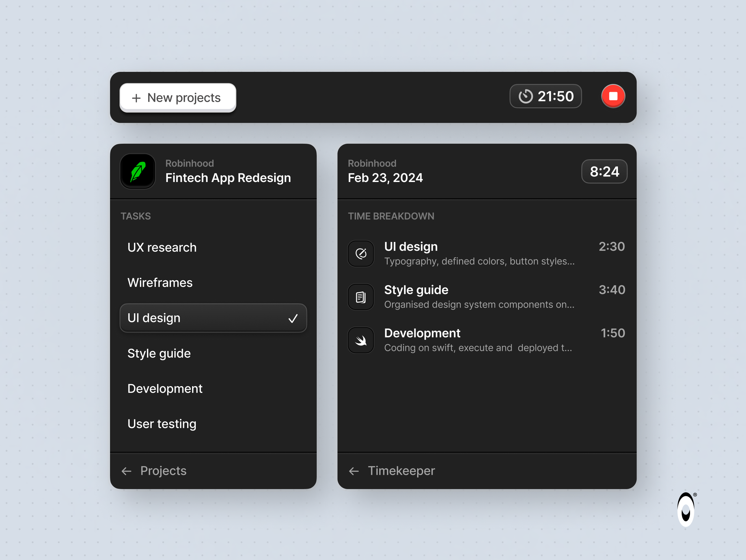 Project management ⏳ Components by Opacity Labs 3d app clean components dark dashboard data visualisation fintech ios management project manager saas skeumorphic ui web app