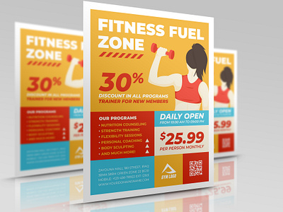 Fitness Flyer Template body builder building club dance fat fitness gym health leaflet life loss poster slim sports style training weight