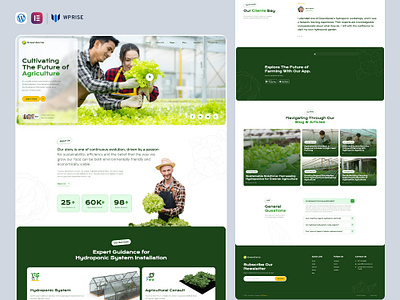 GreenGenie – Hydroponic & Agriculture Elementor Template branding design elementor template graphic design ui web design