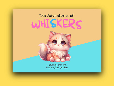 Whiskers' Wonderful Adventure kids story book cover page design playful narrative