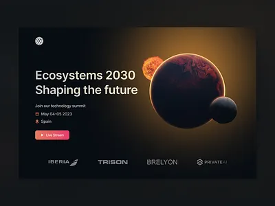 Ecosystems 2030 technology summit website design dark theme website ecosystems 2030 event organiser website events expo webdesign expo webdesign ui expo website expo website design technology summit website webdesign website design ui
