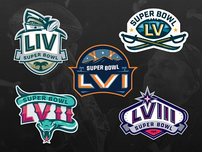 [Concept] Super Bowl Logos Vol.1 athletics badge badge design bold brand identity branding championship branding clean cohesive custom type dynamic football illustration logo logo design modern sports branding super bowl tournament logo vector