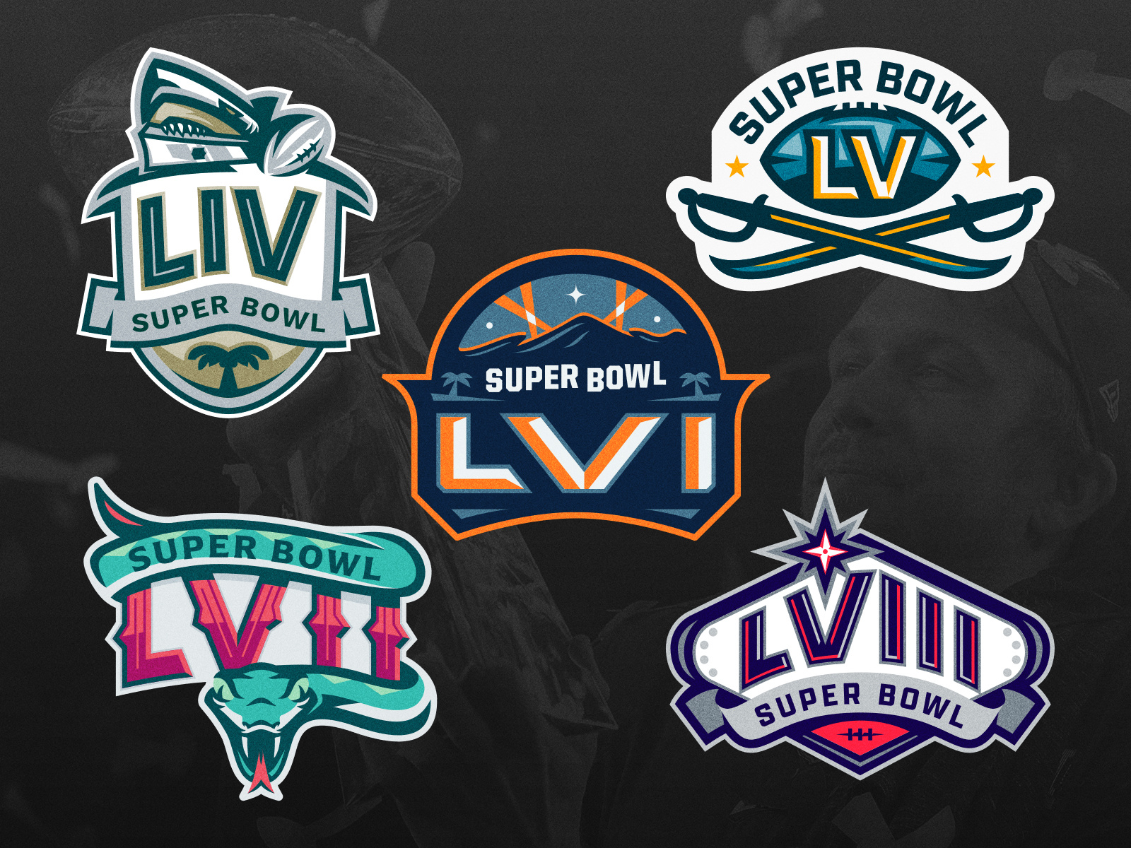 [Concept] Super Bowl Logos Vol.1 by Dan | Design Shark® on Dribbble