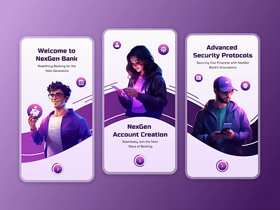 Banking Mobile Onboarding UI animation app ui banking app ui banking onboarding ui illustration illustrative ui mobile onboarding ui procreator ui user interface ux