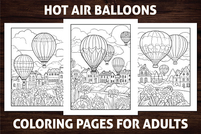 Hot Air Balloons Coloring Pages for Adults activitybook adult coloring book adult coloring page air balloon amazon kdp amazon kdp book design book cover coloring book coloring page coloring page design coloring pages graphic design hot air balloons kdp kdp book design