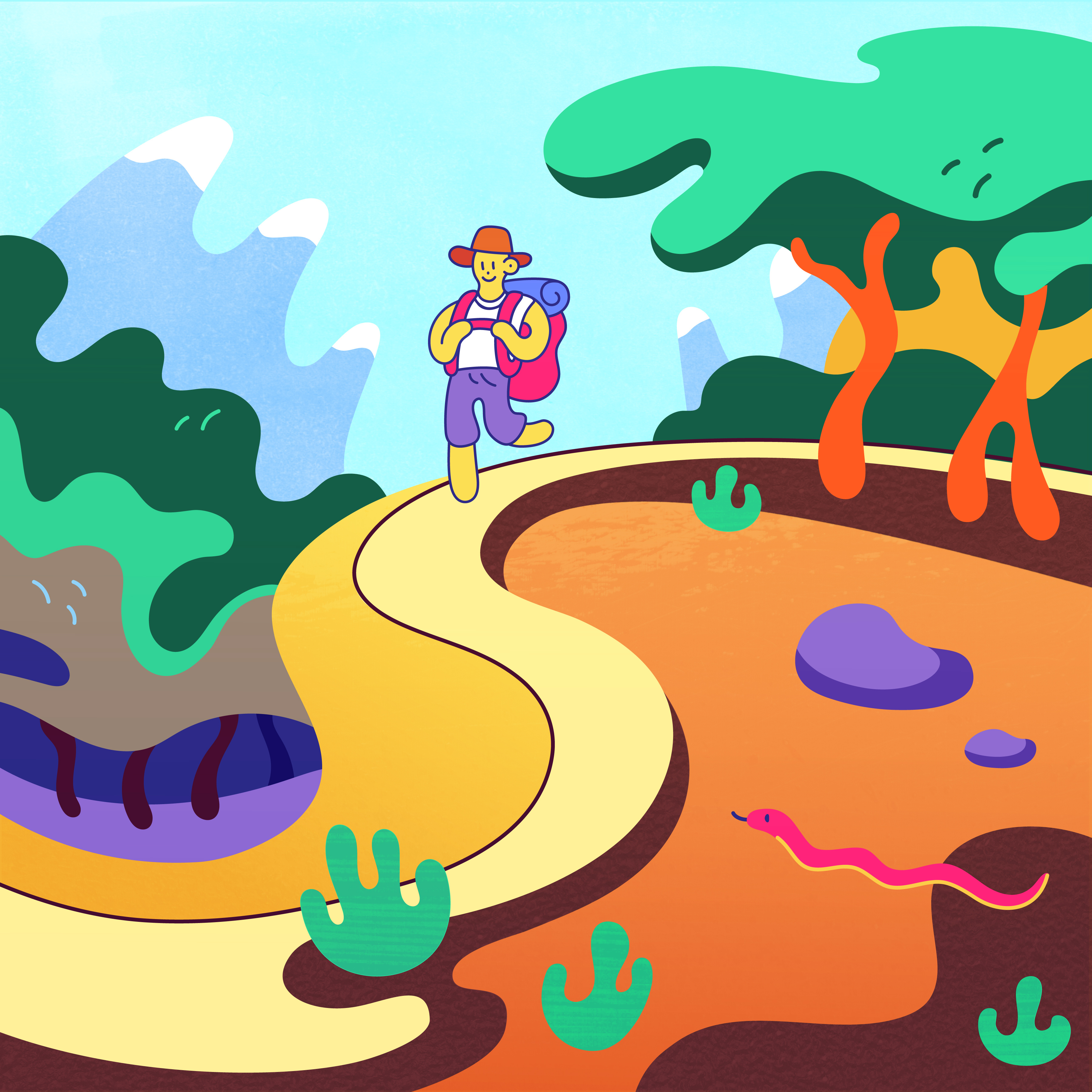 Canyon Hike cute illustration illustration illustration design vector illustration