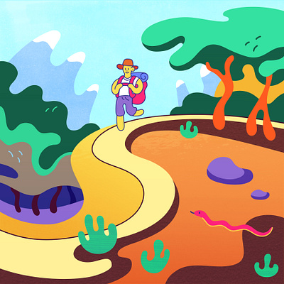 Canyon Hike cute illustration illustration illustration design vector illustration