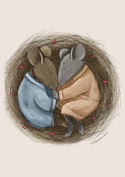 Cosy Mice animals art childrensbook childrensbookillustrations cosy cuteart illustration kidlit love mice mouse romance
