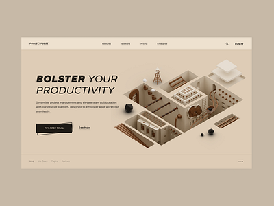 ProjectPulse - Landing Page 3d design hero home hueamchine illustration landing landing page page saas site ui ux uxui web website