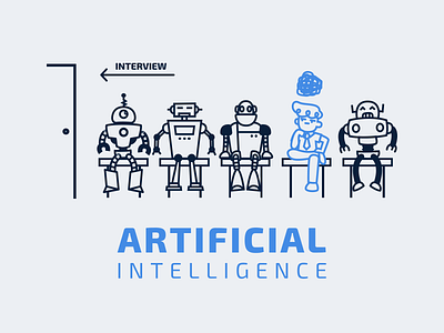 Will AI replace jobs? ai ai illustration artificial intelligence candidate drawing graphic design illustration job job interview line art robot robot illustration robots screening vector waiting waiting list