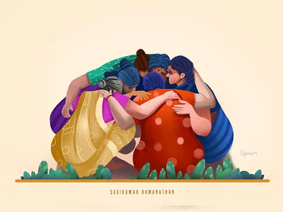 Tamil oppari (ஒப்பாரி) character design death crying group women illustration oppari tamil culture tamil oppari tamil trending traditional trending illustration village life village women women crying