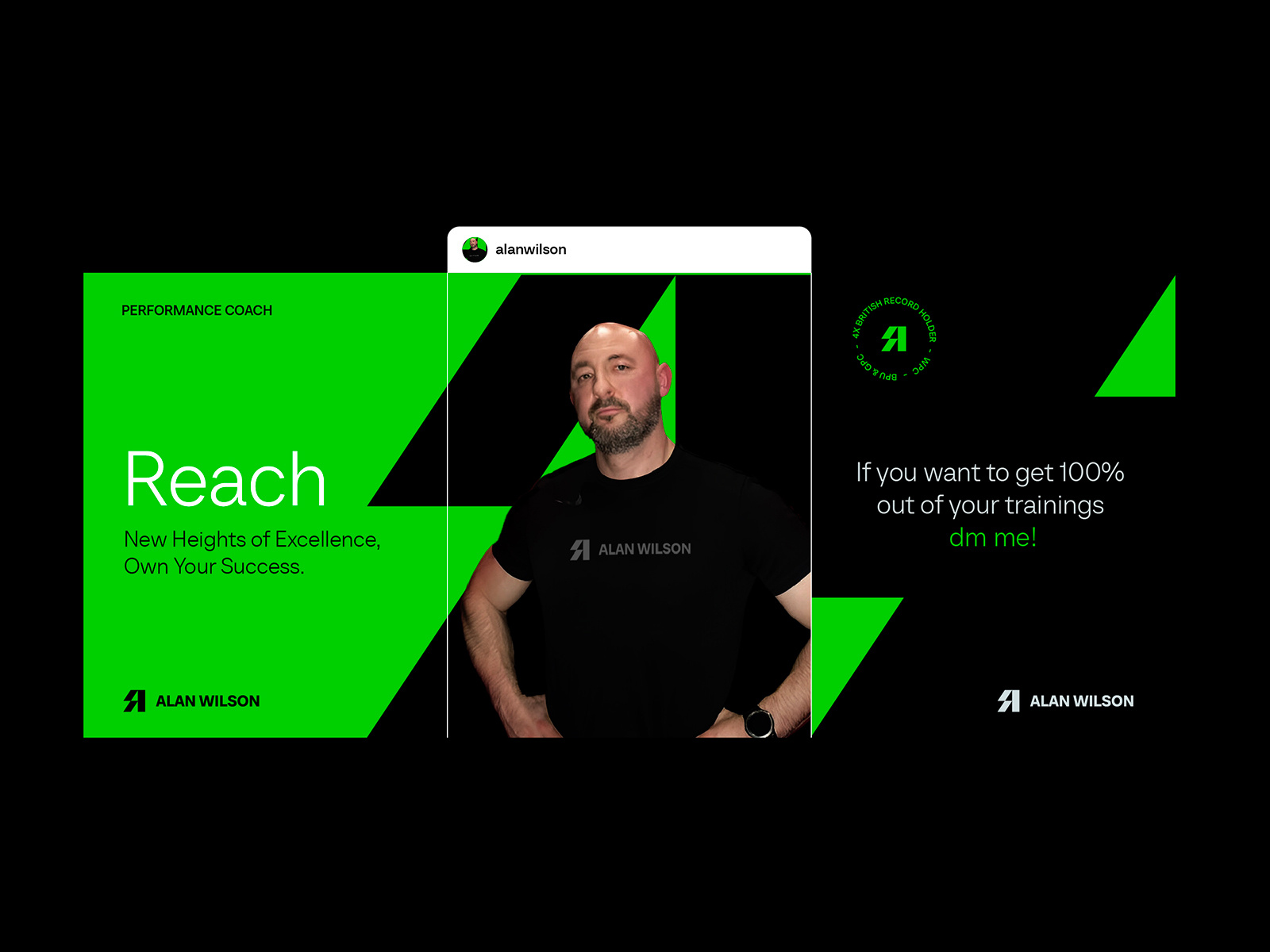 Alan Wilson Visual Identity athlete brand creation branding coaching logo designstudio graphic design gym logo logos personal trainer sport trainer logo